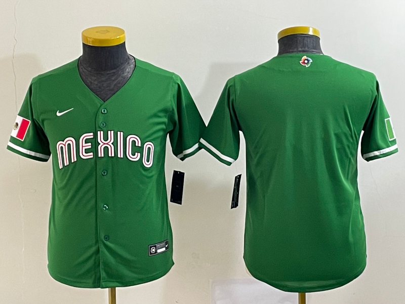 Women's Mexico Baseball Blank 2023 Green World Baseball Classic Stitched Jersey(Run Small) Women's Mexico Baseball Blank 2023 Green World Baseball Classic Stitched Jersey(Run Small)